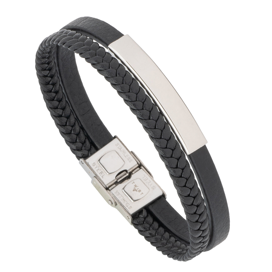 Twist Dual Band Leather Bracelet