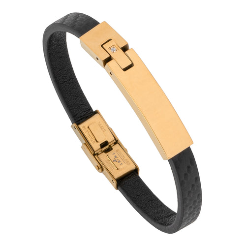 Twist Carbon Crest Leather Bracelets