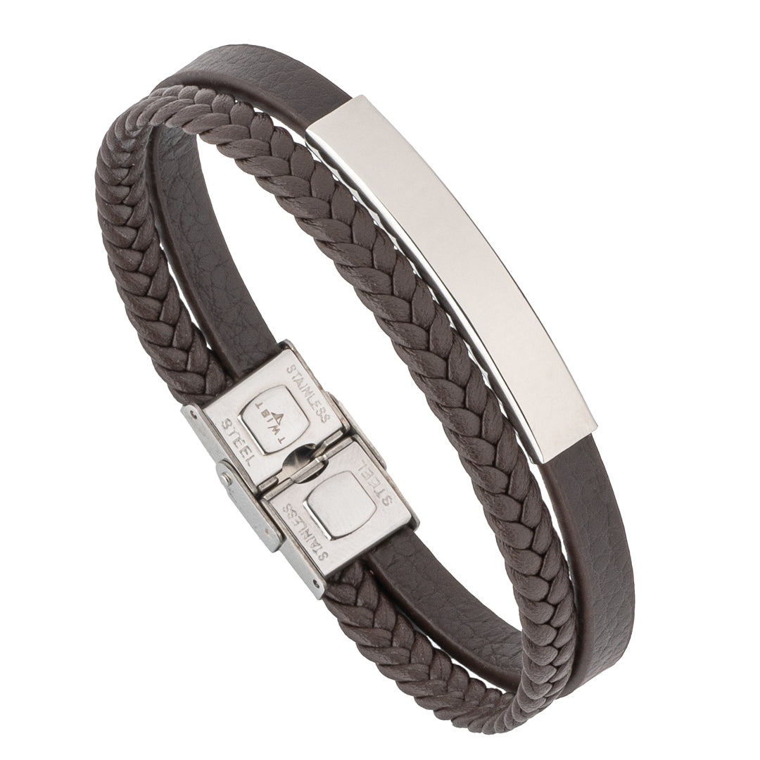 Twist Dual Band Leather Bracelet