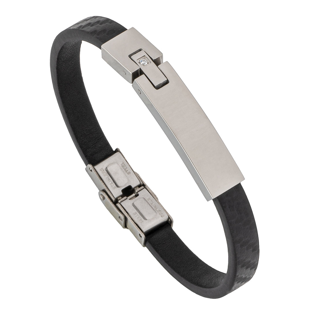 Twist Carbon Crest Leather Bracelets