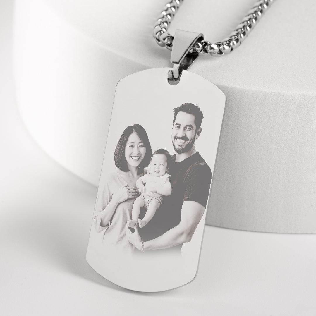 Twist Mini Dog Tag Engravable Pendant Necklace