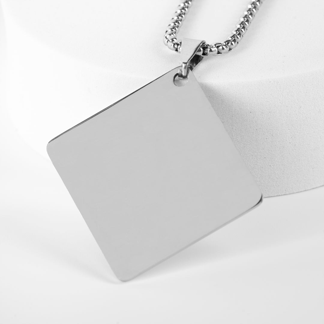 Twist Square Engravable Pendant Necklace