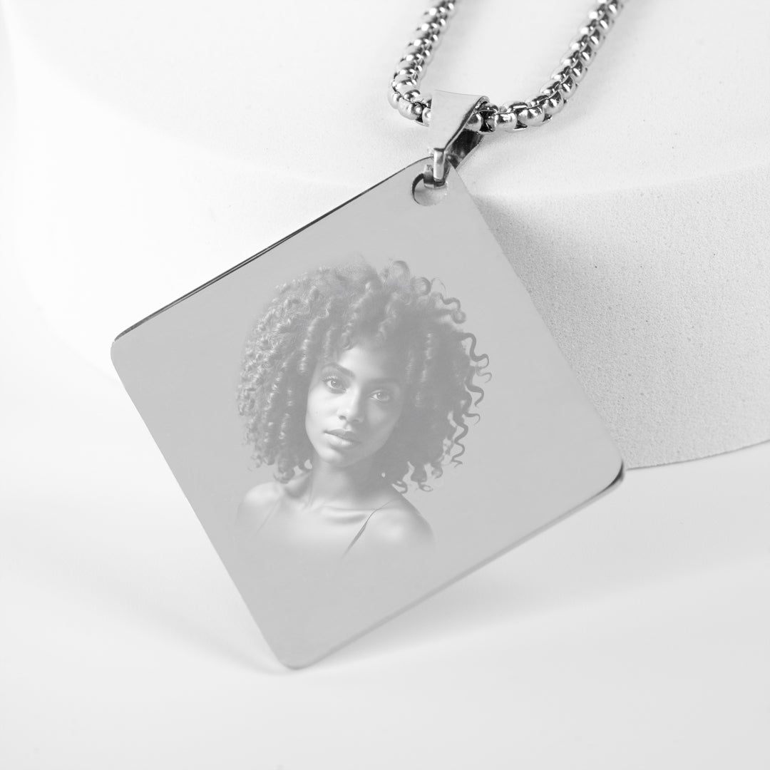 Twist Square Engravable Pendant Necklace