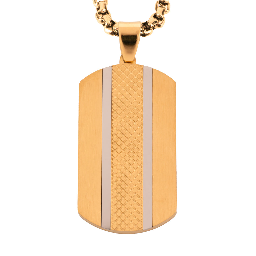Twist Double Stripe Rectangular Pendant – Engravable Back