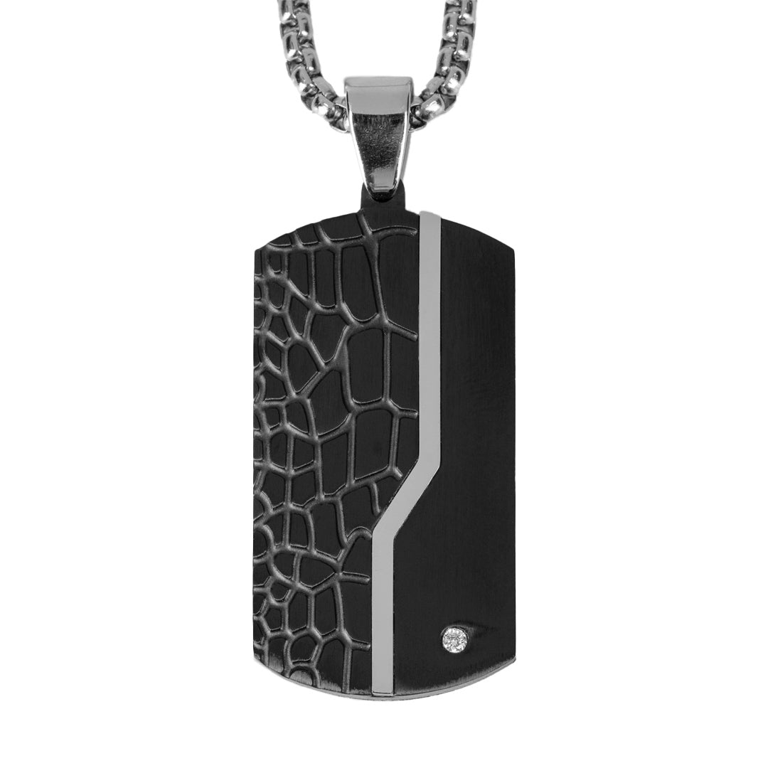 Twist Croc Textured Rectangular Pendant – Engravable Back