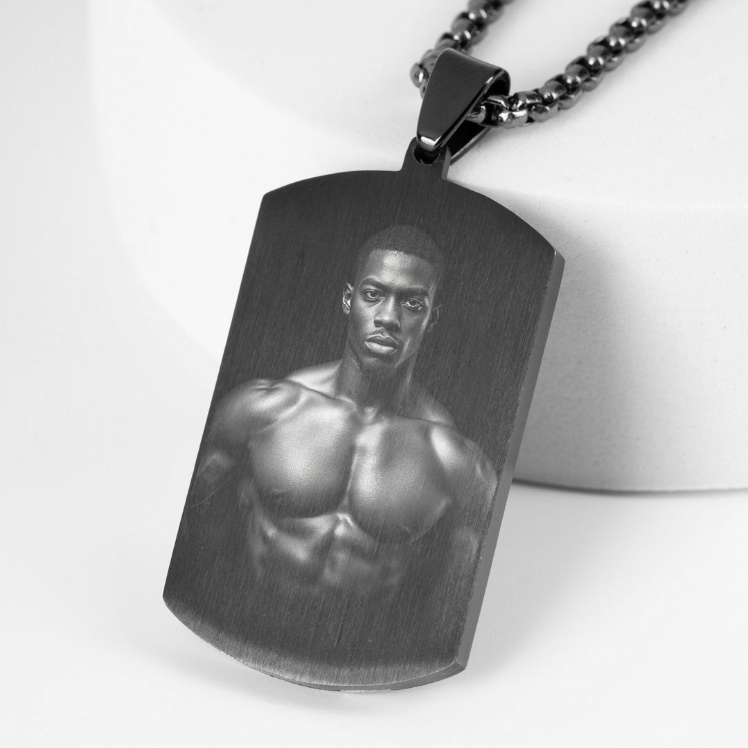 Twist Double Stripe Rectangular Pendant – Engravable Back