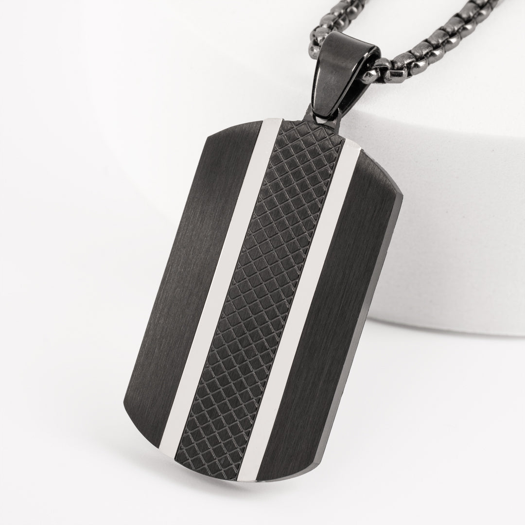Twist Double Stripe Rectangular Pendant – Engravable Back