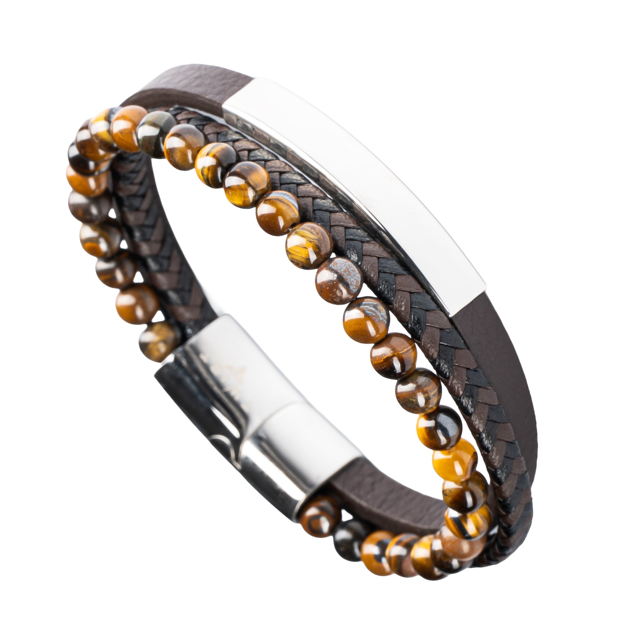 TWIST Leather & Crystal Bead Bracelet