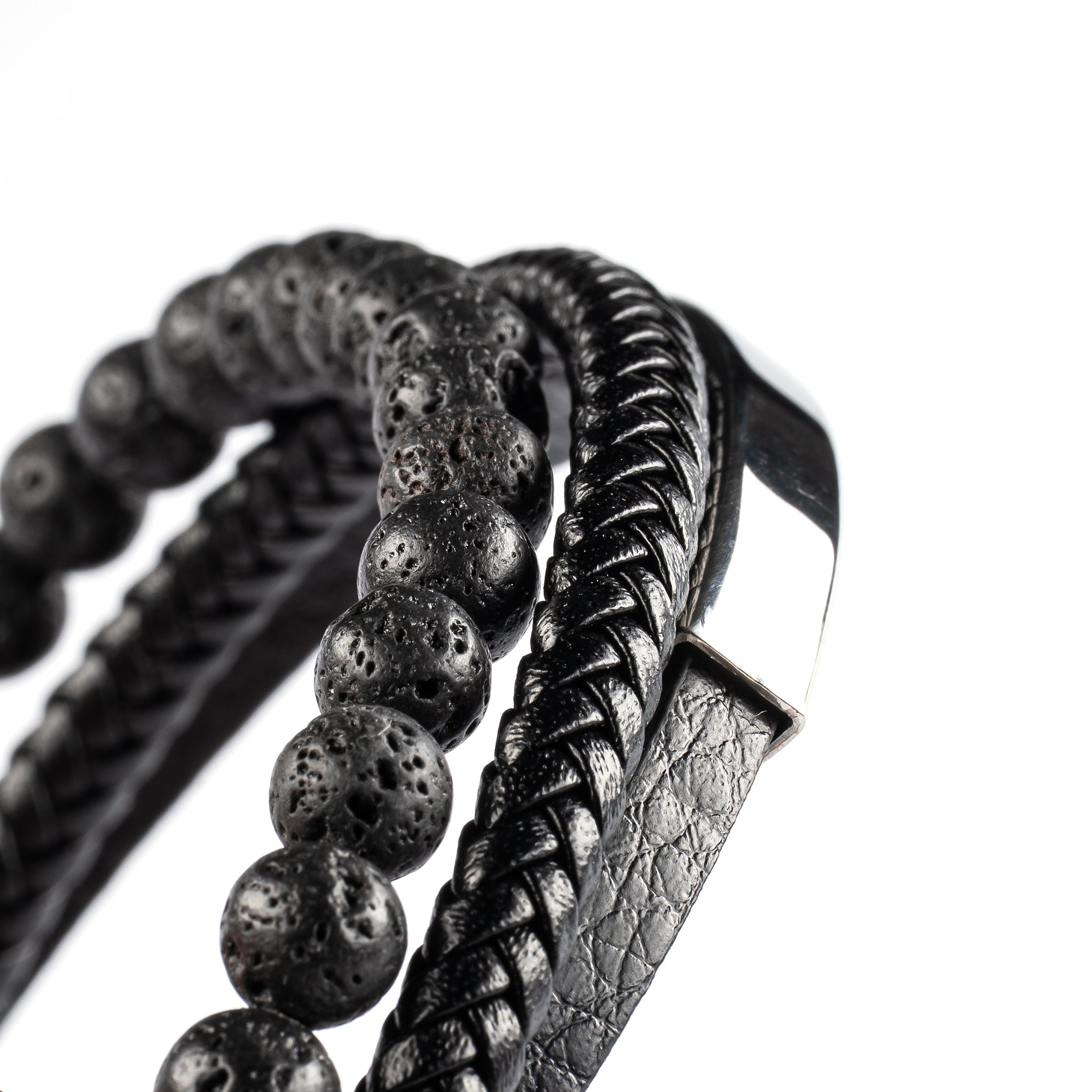 TWIST Leather & Crystal Bead Bracelet