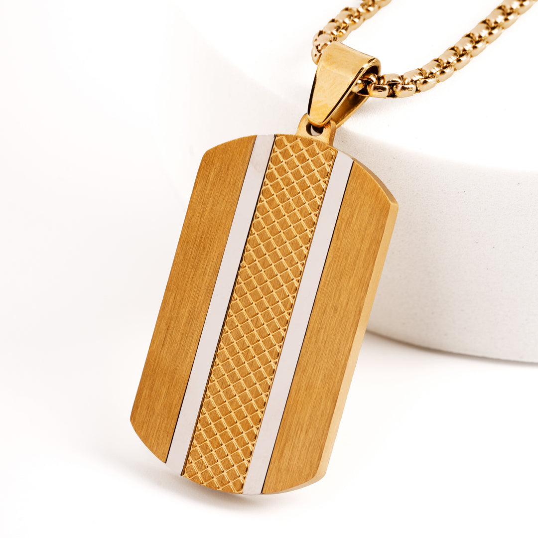 Twist Double Stripe Rectangular Pendant – Engravable Back