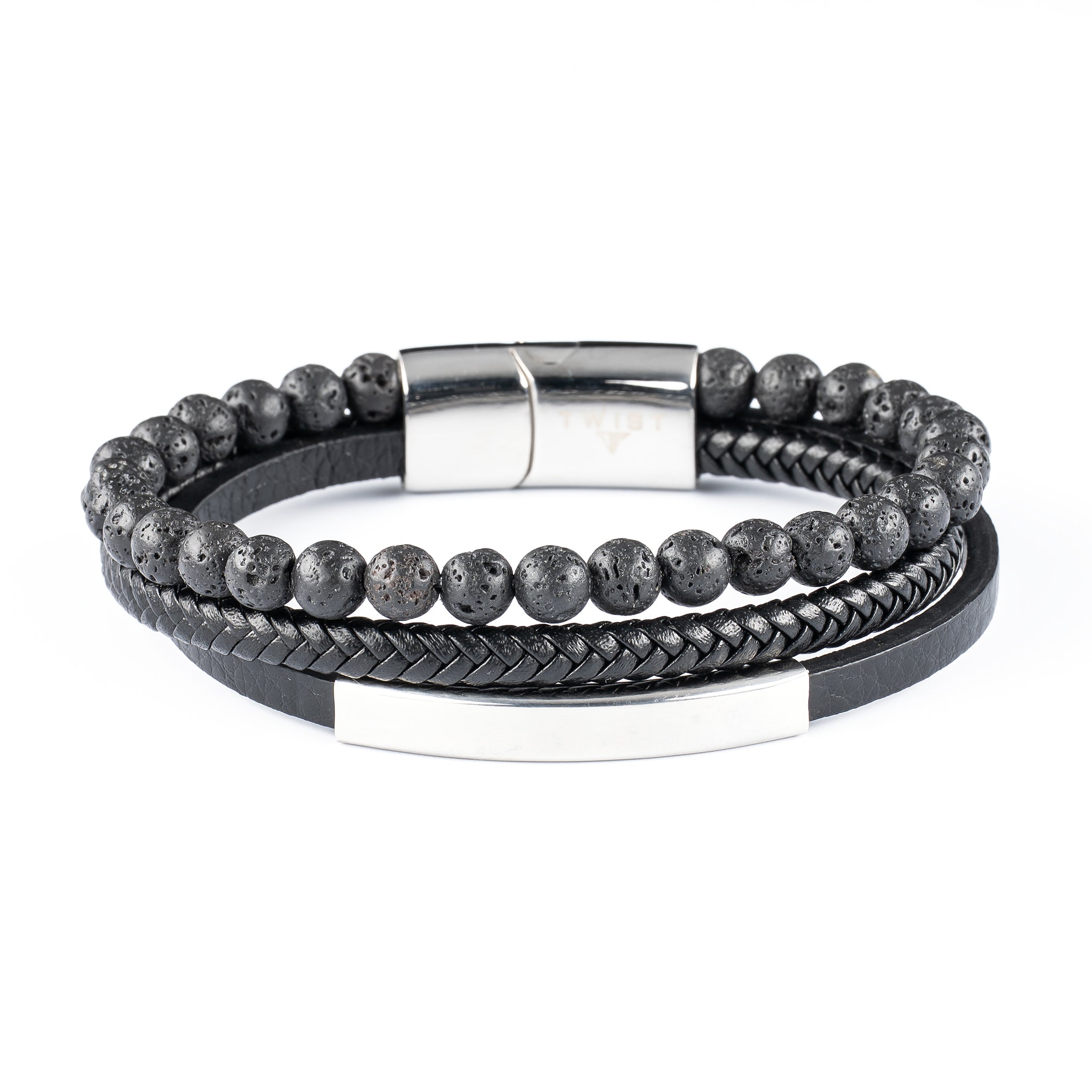 TWIST Leather & Crystal Bead Bracelet