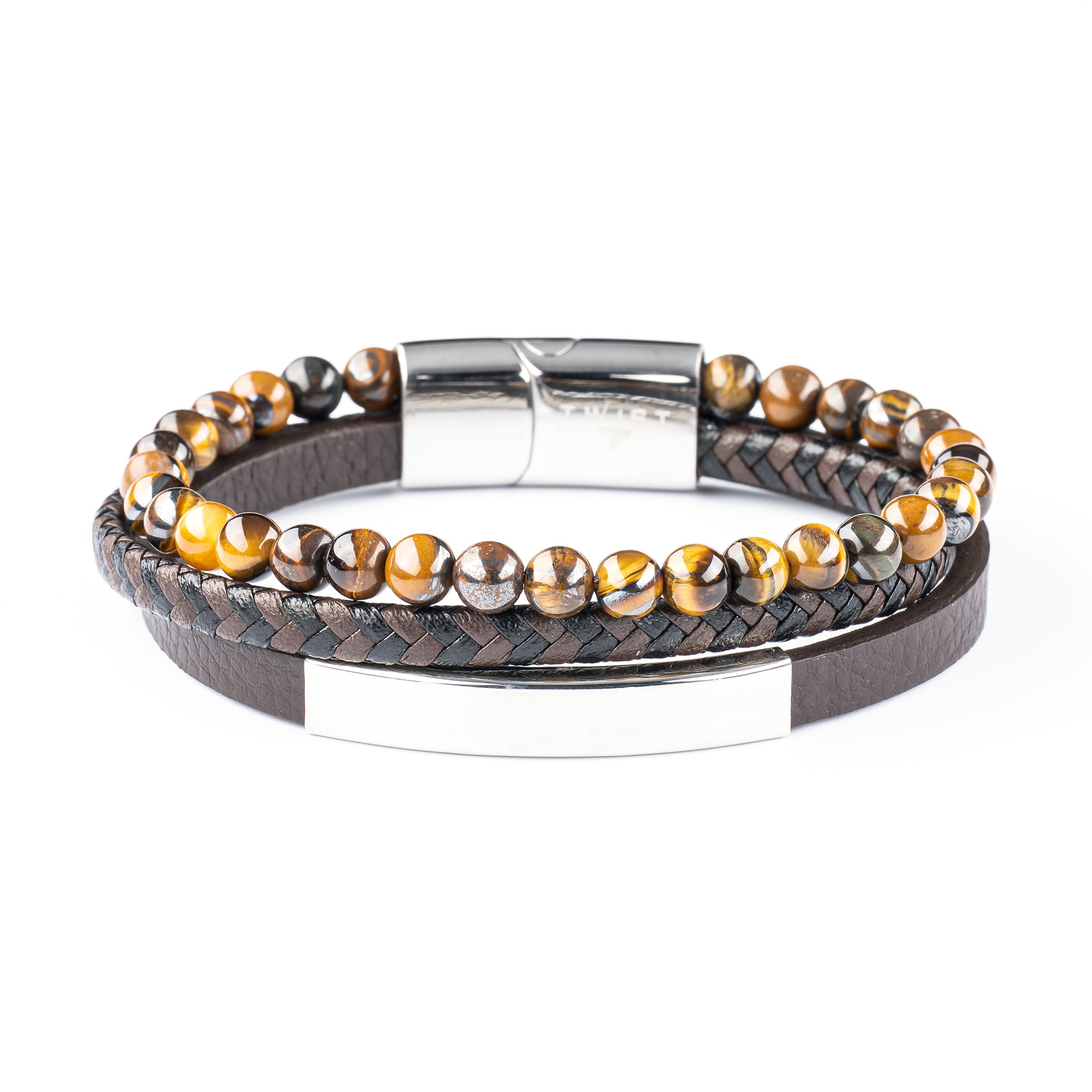 TWIST Leather & Crystal Bead Bracelet