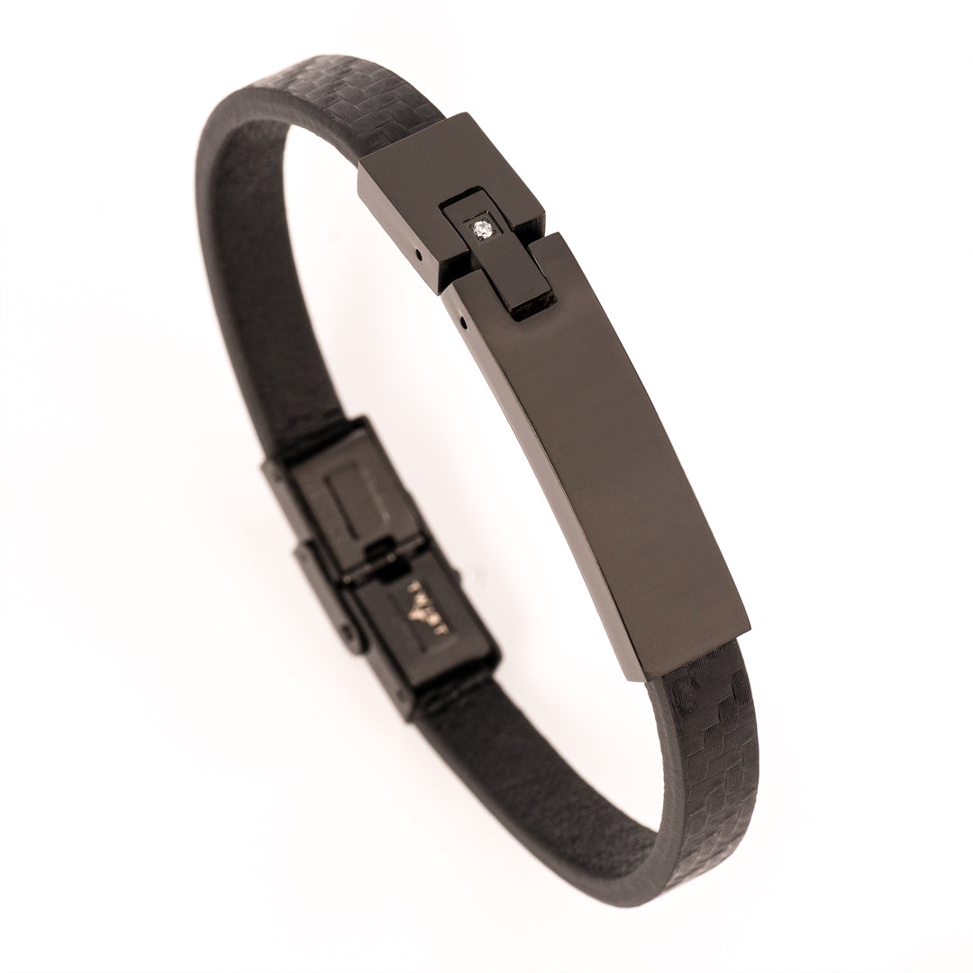 Twist Carbon Crest Leather Bracelets