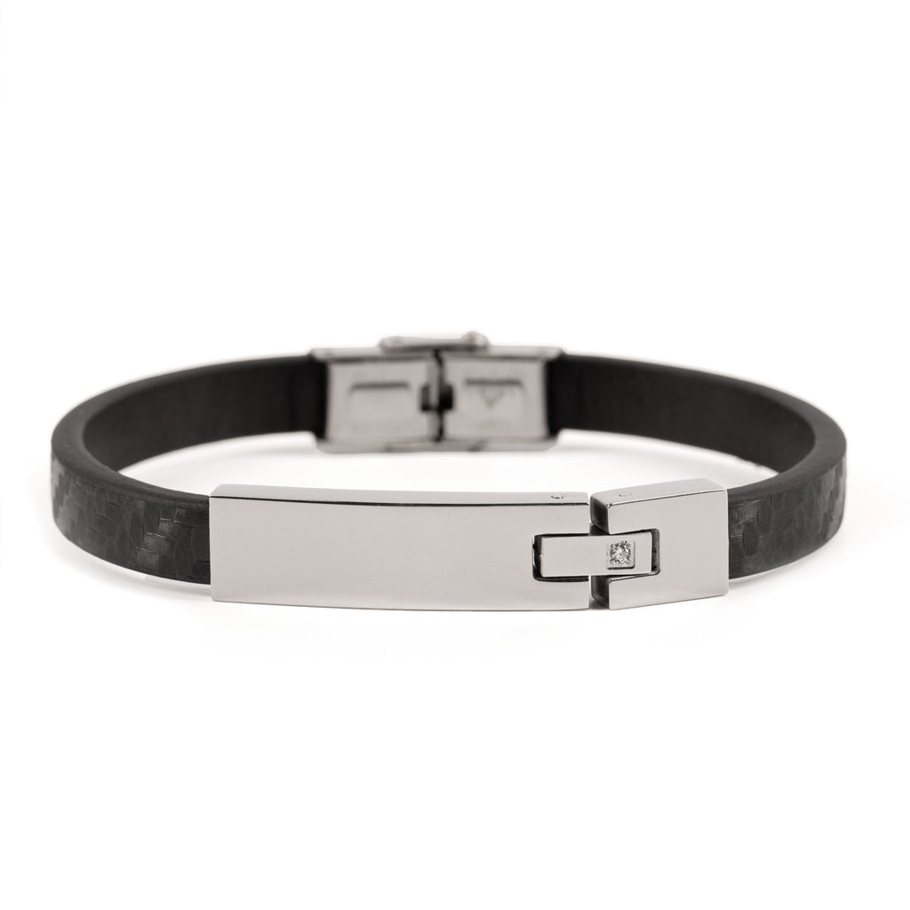 Twist Carbon Crest Leather Bracelets