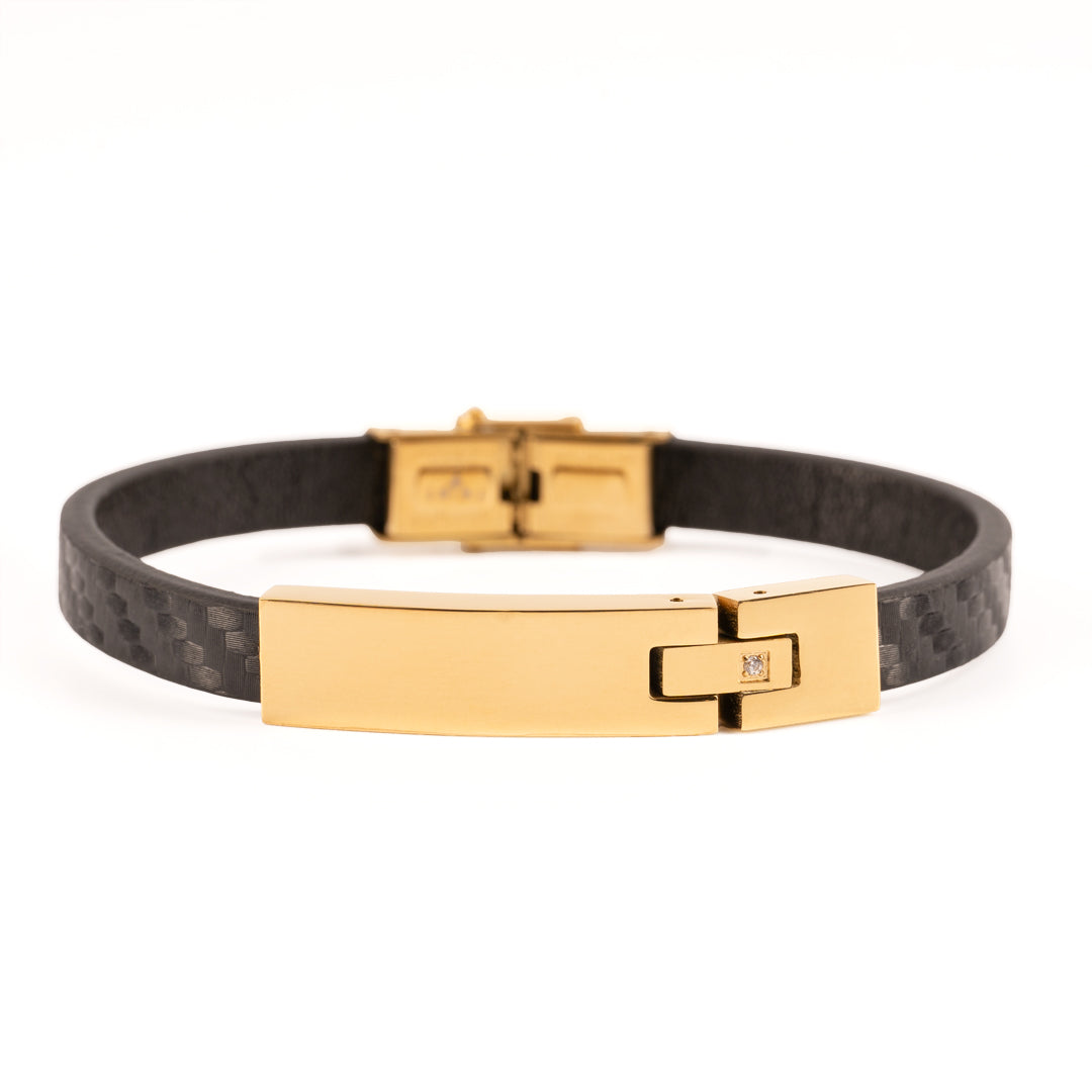 Twist Carbon Crest Leather Bracelets