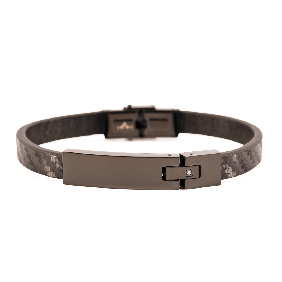 Twist Carbon Crest Leather Bracelets