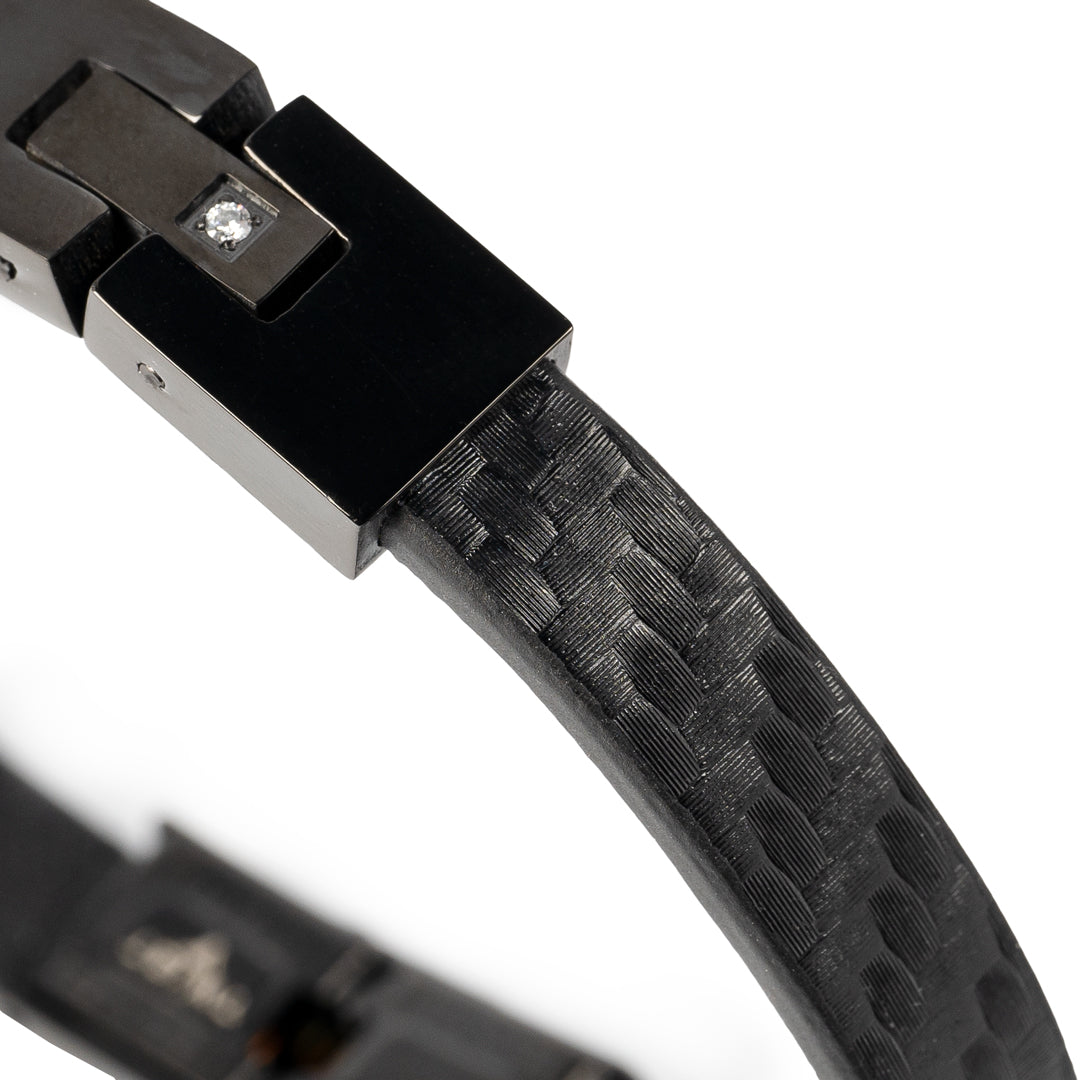 Twist Carbon Crest Leather Bracelets