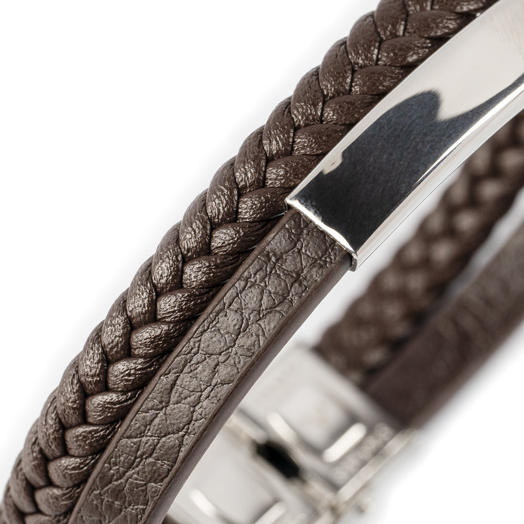 Twist Dual Band Leather Bracelet
